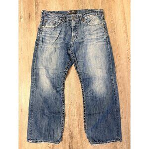 Silver Jeans Co Jeans Mens 38x30 Blue Wash Gordie Relaxed Straight Stretch Denim